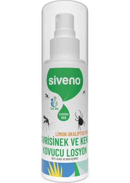 Sivrisinek ve Kene Kovucu Sprey Losyon Bitkisel Tüm Vücut İçin Aile Boy 100 ml