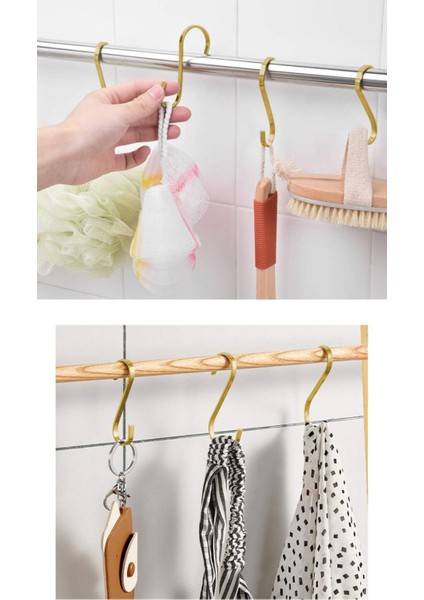 10 Adet Gold Renk Çok Amaçlı Paslanmaz Çelik S Kanca - Mutfak Banyo Depo Gardırop Kancası fiyatları