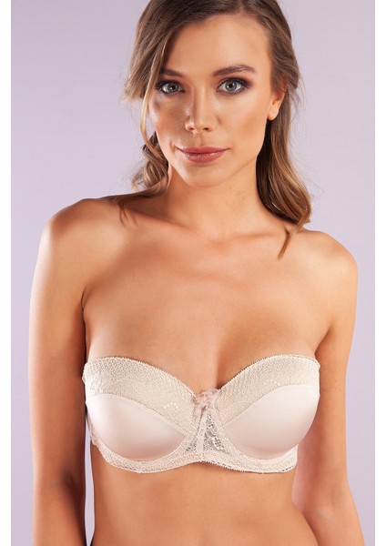 Gala Balconette Foam Cup Lace Bra, Ten Konforlu ve Şık Sütyen, Strapless