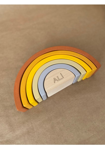 Isme Özel Ahşap Waldorf Gökkuşağı | 6'lı Pastel Tonlarda Montessori Oyuncağı fırsatları