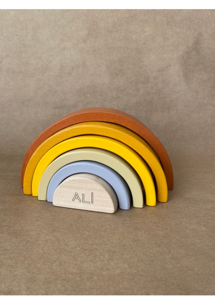 Isme Özel Ahşap Waldorf Gökkuşağı | 6'lı Pastel Tonlarda Montessori Oyuncağı indirimleri