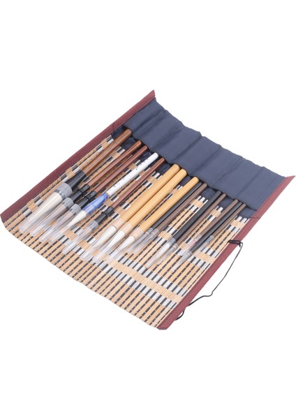 Rulo Fırça Tutuculu 15 Adet Çince Yazı Fırçası (Yurt Dışından)