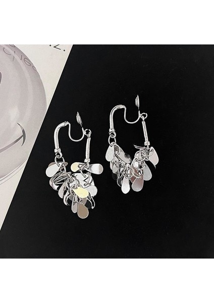 Gümüş Uzun Metal Püskül Küpe Küpe (Yurt Dışından)