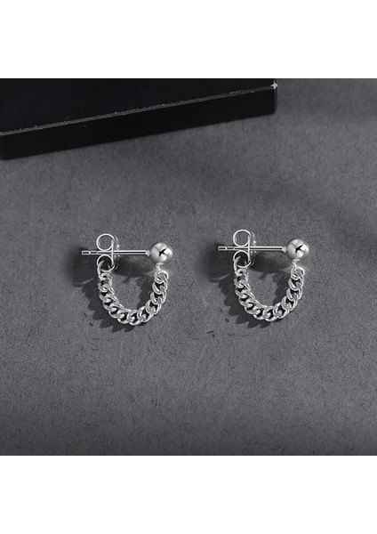 Küpe Erkek S925 Gümüş Küpe Gelgit Retro Küpe (Yurt Dışından)