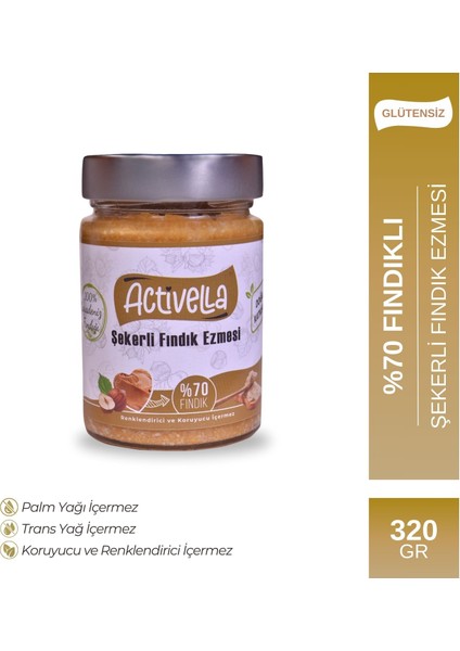 Şekerli Fındık Ezmesi 320 gr %70 Fındıklı