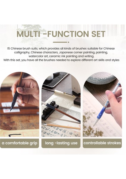 Rulo Fırça Tutuculu 15 Adet Çince Yazı Fırçası (Yurt Dışından) indirimleri