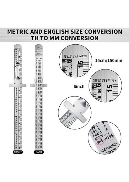 6 Inç 15CM Cep Cetveli Paslanmaz Çelik Cetvel Çıkarılabilir Klips B (Yurt Dışından) fiyatları