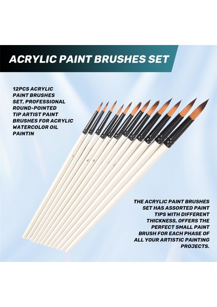 12 Adet Profesyonel Yuvarlak Uçlu Sanatçı Boya Fırçaları (Yurt Dışından) fırsatları
