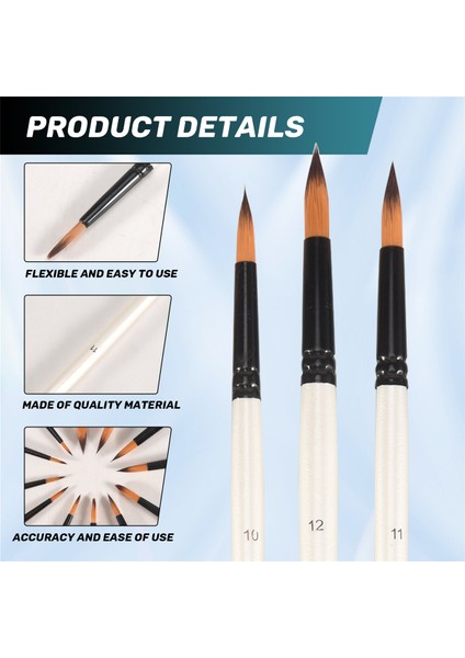 12 Adet Profesyonel Yuvarlak Uçlu Sanatçı Boya Fırçaları (Yurt Dışından) indirimleri
