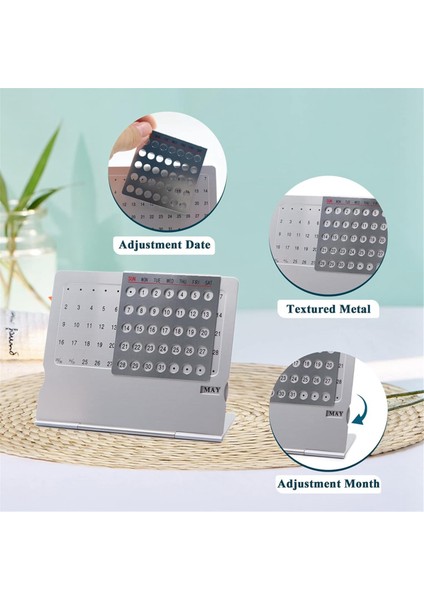 2 Paket Mini Masa Takvimi, -Alüminyum Alaşımlı Takvim (Yurt Dışından)