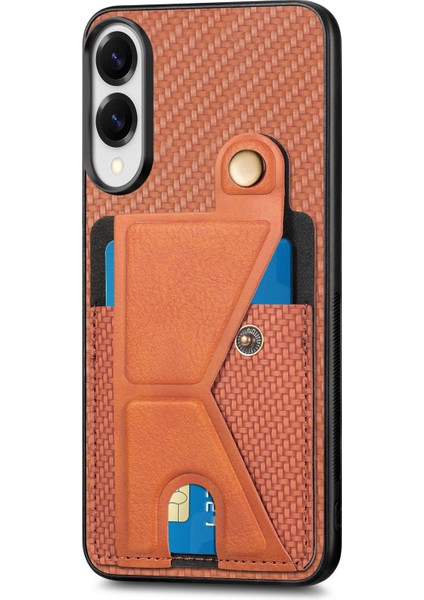 Samsung Galaxy S25 Edge Deri Telefon Arka Kılıfı K-Şekilli Ayaklı (Yurt Dışından)