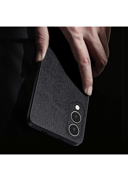 Samsung Galaxy S25 Edge Ahşap Doku Pu Deri Kaplamalı Pc Tpu Telefon Kılıfı (Yurt Dışından)