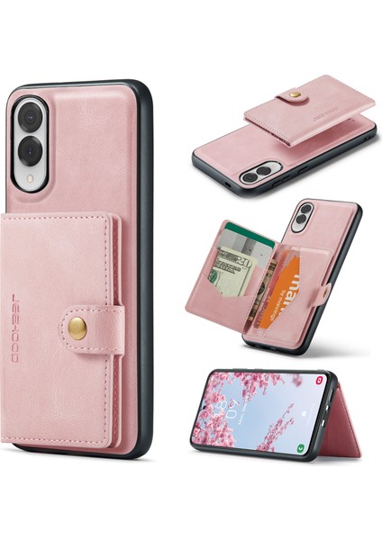 Samsung Galaxy S25 Edge Retro Deri Telefon Arka Kapağı Çıkarılabilir Manyetik Kart Tutucu ile (Yurt Dışından)