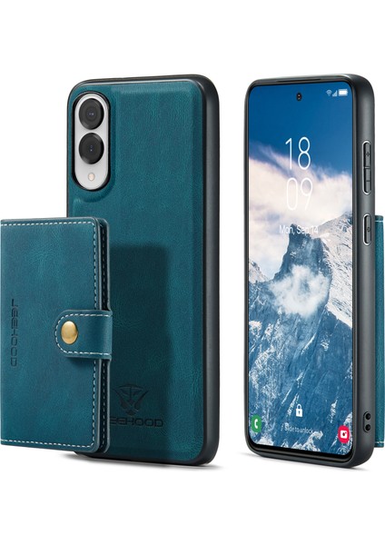 Samsung Galaxy S25 Edge Retro Deri Telefon Arka Kapağı Çıkarılabilir Manyetik Kart Tutucu ile (Yurt Dışından)