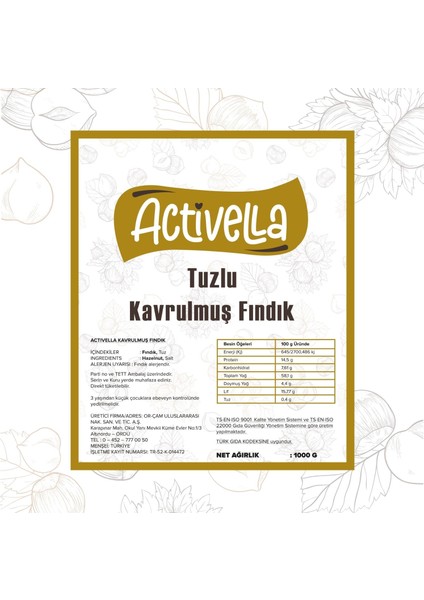 Tuzlu Kavrulmuş Iç Fındık 1000 gr fırsatları