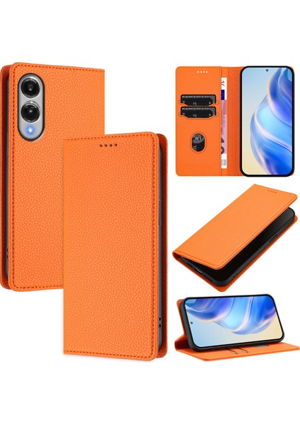 Samsung Galaxy S25 Edge Cüzdan Kılıfı Rfıd Engelleme Litchi Doku Deri Kılıf (Yurt Dışından)
