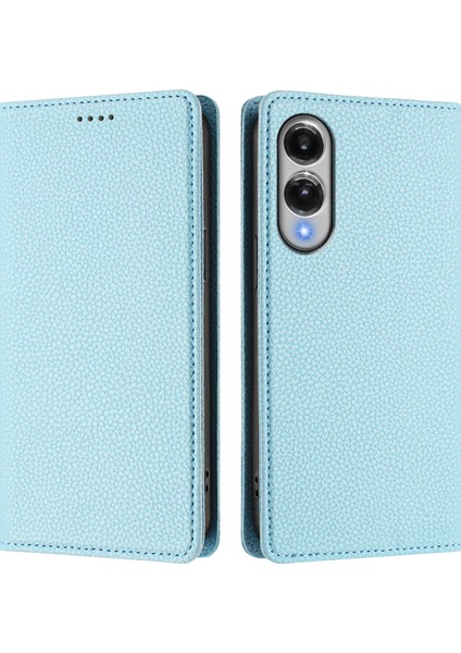 Samsung Galaxy S25 Edge Cüzdan Kılıfı Rfıd Engelleme Litchi Doku Deri Kılıf (Yurt Dışından)