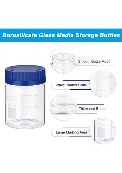 4 Paket 250ML Borosilikat Cam Geniş Ağızlı Dereceli Yuvarlak Şişeler (Yurt Dışından)