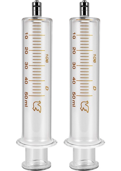 2 Paket Luer Lock Yeniden Kullanılabilir Iğnesiz Cam Şırınga, 50ML (Yurt Dışından)