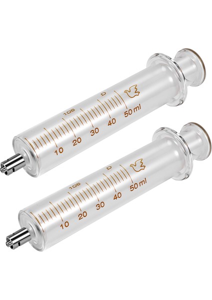 2 Paket Luer Lock Yeniden Kullanılabilir Iğnesiz Cam Şırınga, 50ML (Yurt Dışından)