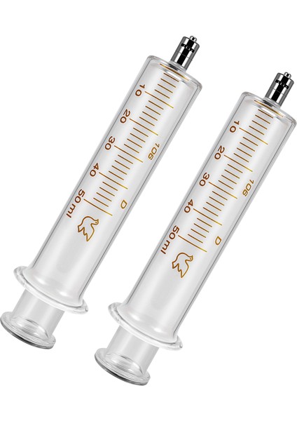 2 Paket Luer Lock Yeniden Kullanılabilir Iğnesiz Cam Şırınga, 50ML (Yurt Dışından)