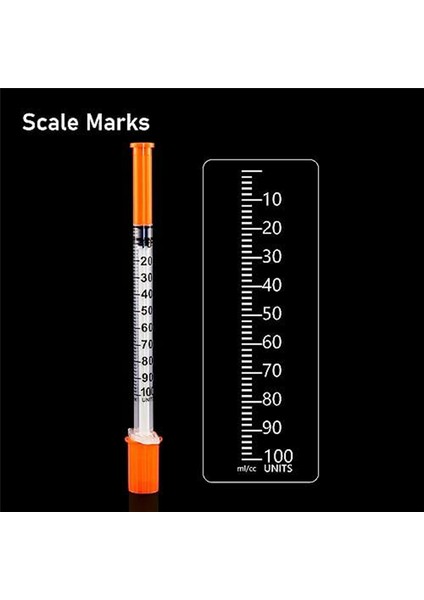 30G 0.5ın Iğneli 1ml/cc Şırınga-Turuncu Şırınga (30G-13MM-100 Paket) (Yurt Dışından)