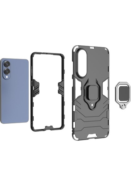 Samsung Galaxy S25 Edge Pc + Tpu Koruyucu Telefon Kılıfı ve Halka Ayaklı (Yurt Dışından)