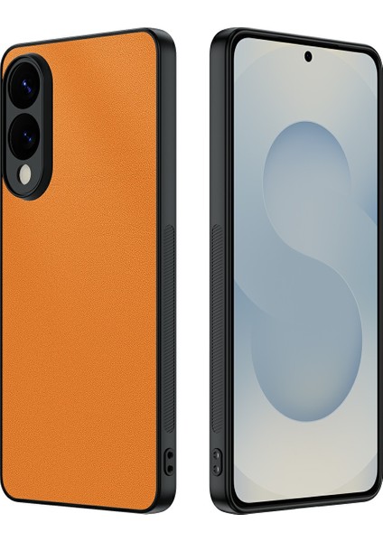Samsung Galaxy S25 Edge Pu Deri Kaplamalı Pc + Tpu Düşmeye Karşı Telefon Kılıfı (Yurt Dışından)