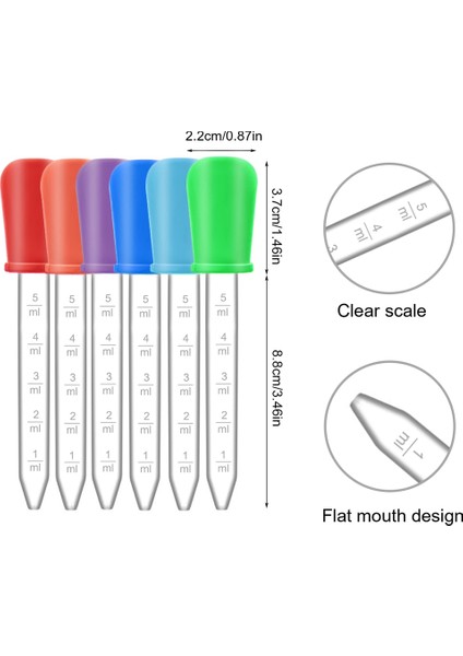 24 Paket Sıvı Damlalık, 5ml Silikon ve Plastik Damlalık, 8 Renk (Yurt Dışından)