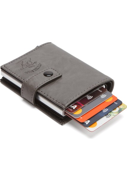Erkek Mekanizmalı Cüzdan ve Kartlık NEW341 - Gri