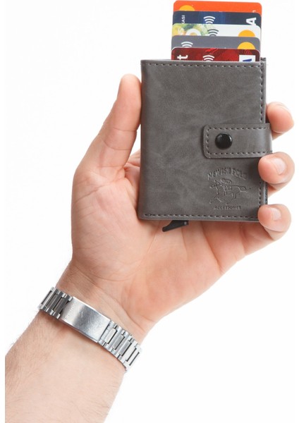 Erkek Mekanizmalı Cüzdan ve Kartlık NEW341 - Gri indirimleri
