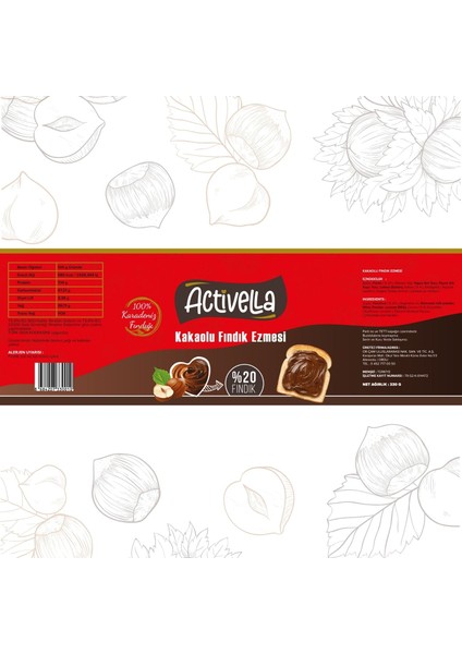 Kakaolu Fındık Ezmesi 330 gr %20 Fındıklı
