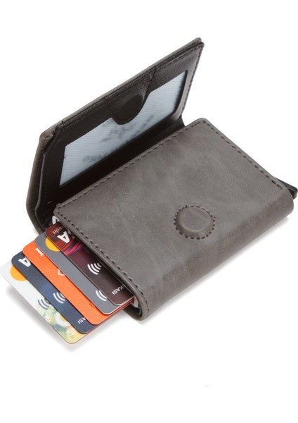 Erkek Mekanizmalı Mıknatıs Kapamalı Cüzdan ve Kartlık NEW343 - Gri fırsatları