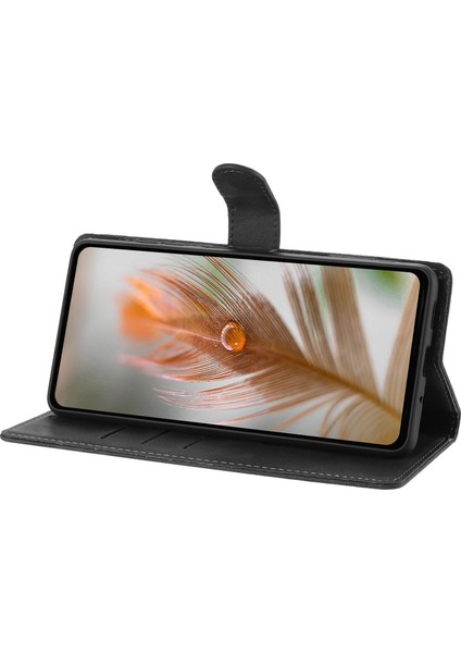 Samsung Galaxy S25 Edge Feather Pu Deri Cüzdan Telefon Kılıfı Bilek Kayışı ile (Yurt Dışından)