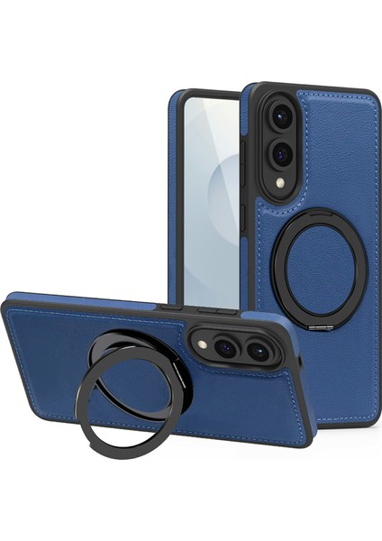 Samsung Galaxy S25 Edge Manyetik Kılıf Döner Halka Destekli Pu Deri + Pc + Tpu Arka Kapak (Yurt Dışından)