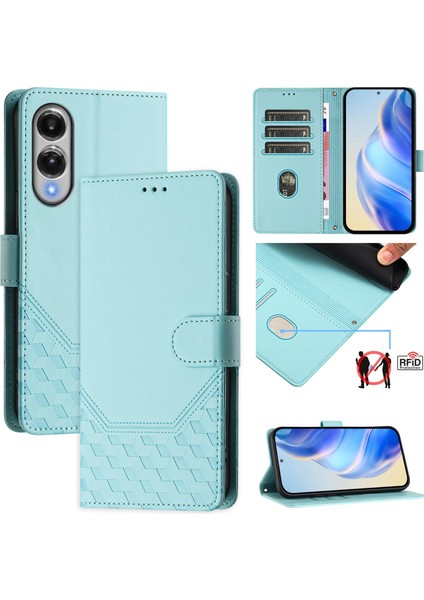 Samsung Galaxy S25 Edge Honeycomb Rfıd Engelleme Deri Telefon Kılıfı Kayışlı (Yurt Dışından)