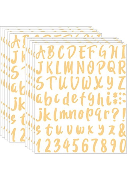10 Sayfa Vinil Harfler Rakamlar Seti Harf Çıkartmaları (Altın) (Yurt Dışından)