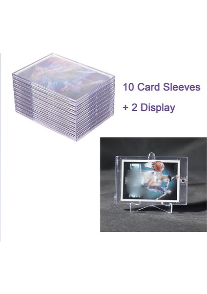 10 Sert Plastik Kart Koruyucu Şeffaf Kart Tuğlası + 2 Sergileme Standı (Yurt Dışından)