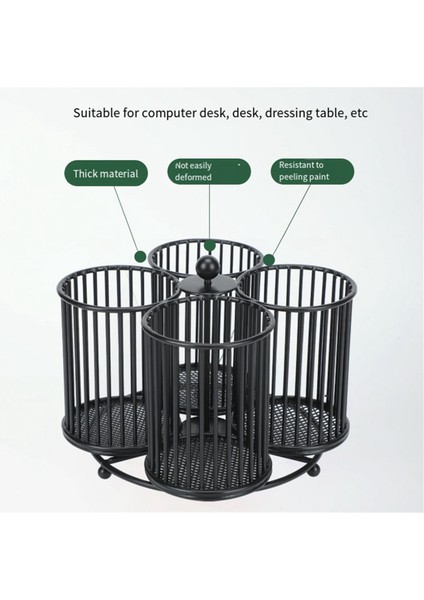 Siyah Kalemlik Düzenleyici, Metal 360° Dönebilen Kalem Saklama (Yurt Dışından)