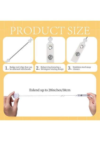 Boncuklu Dıy Rozet Tutucu Seti Geri Çekilebilir Anahtarlık Rozet Makarası Klipsleri (Yurt Dışından) indirimleri