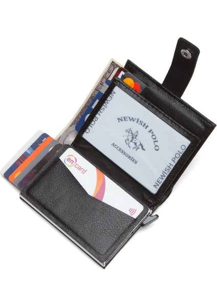 Erkek Mekanizmalı Cüzdan ve Kartlık NEW341 - Siyah fırsatları