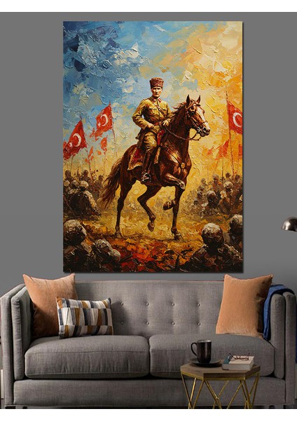 Mustafa Kemal Atatürk Dekoratif Kanvas - Mdf Ahşap Tablo