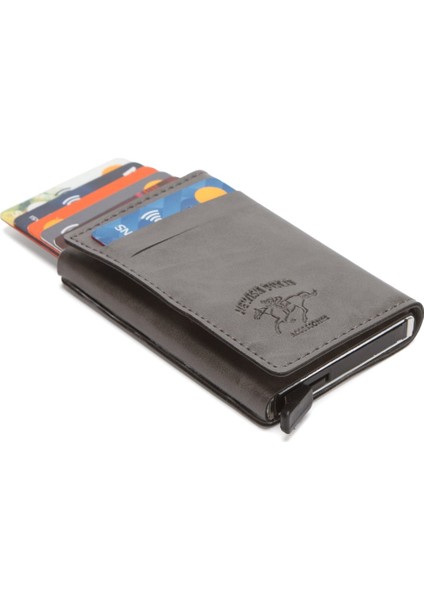 Erkek Vegan Deri Rfid Korumalı Mekanizmalı Otomatik Kızaklı Kartlık ve Cüzdan NEW340 - Gri fiyatları