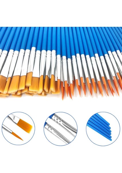 120 Parça Düz ve Yuvarlak Boya Fırçası Seti, Yağlı Suluboya Boya Için (Yurt Dışından) fiyatları