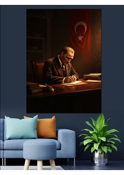 Mustafa Kemal Atatürk Dekoratif Kanvas - Mdf Ahşap Tablo
