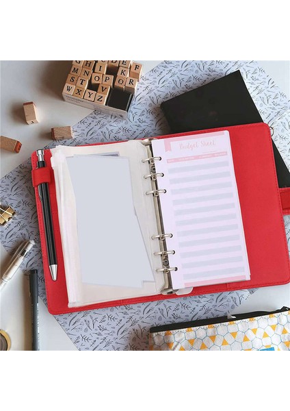 25 Adet A6 Pu Deri Bütçe Klasör Seti, Klasör Kapağı Planlayıcı Kırmızı (Yurt Dışından)