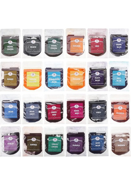24 Paket 24 Renk Kalıcı Tie Dye Pigment Tozu (Yurt Dışından)