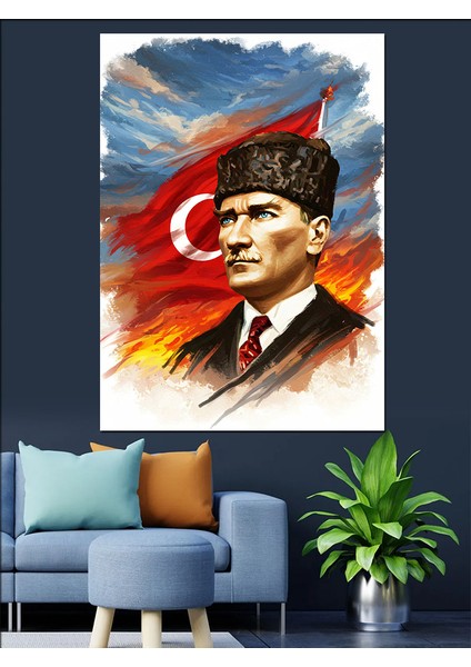 Mustafa Kemal Atatürk Dekoratif Kanvas - Mdf Ahşap Tablo