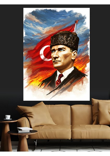 Mustafa Kemal Atatürk Dekoratif Kanvas - Mdf Ahşap Tablo