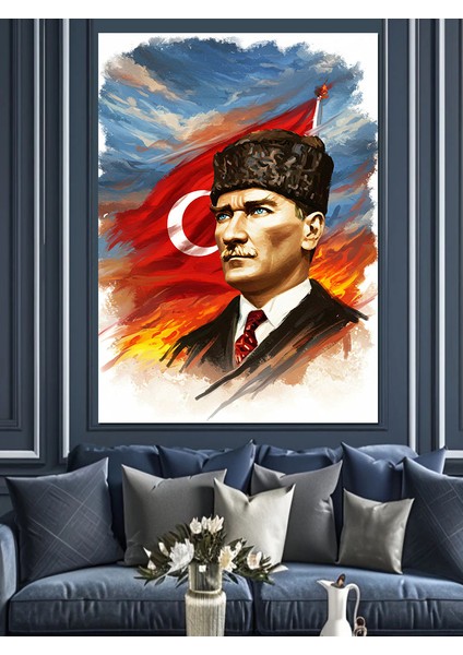 Mustafa Kemal Atatürk Dekoratif Kanvas - Mdf Ahşap Tablo